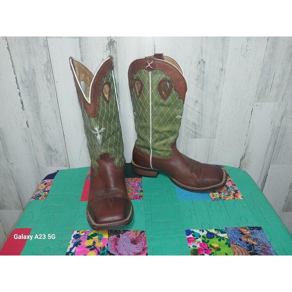 Twisted X Green Cross 12" Work Cowboy Boots Mens Size 8.5 EE